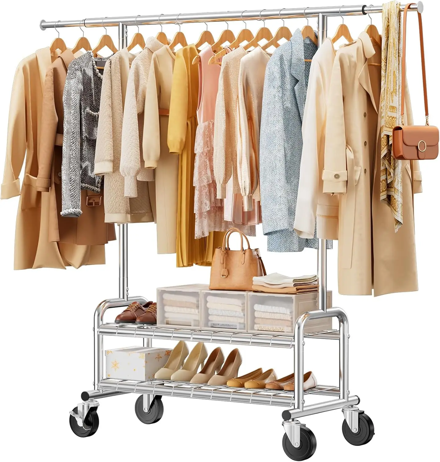 Heavy Duty Clothes Rack - Load 660 LBS, Rolling Clothing Rack for Hanging Clothes with Lockable Wheels & Shelves, Portable Ga
Heavy Duty Clothes Rack - Load 660 LBS, Rolling Clothing Rack for Hanging Clothes with Lockable Wheels & Shelves, Portable Ga