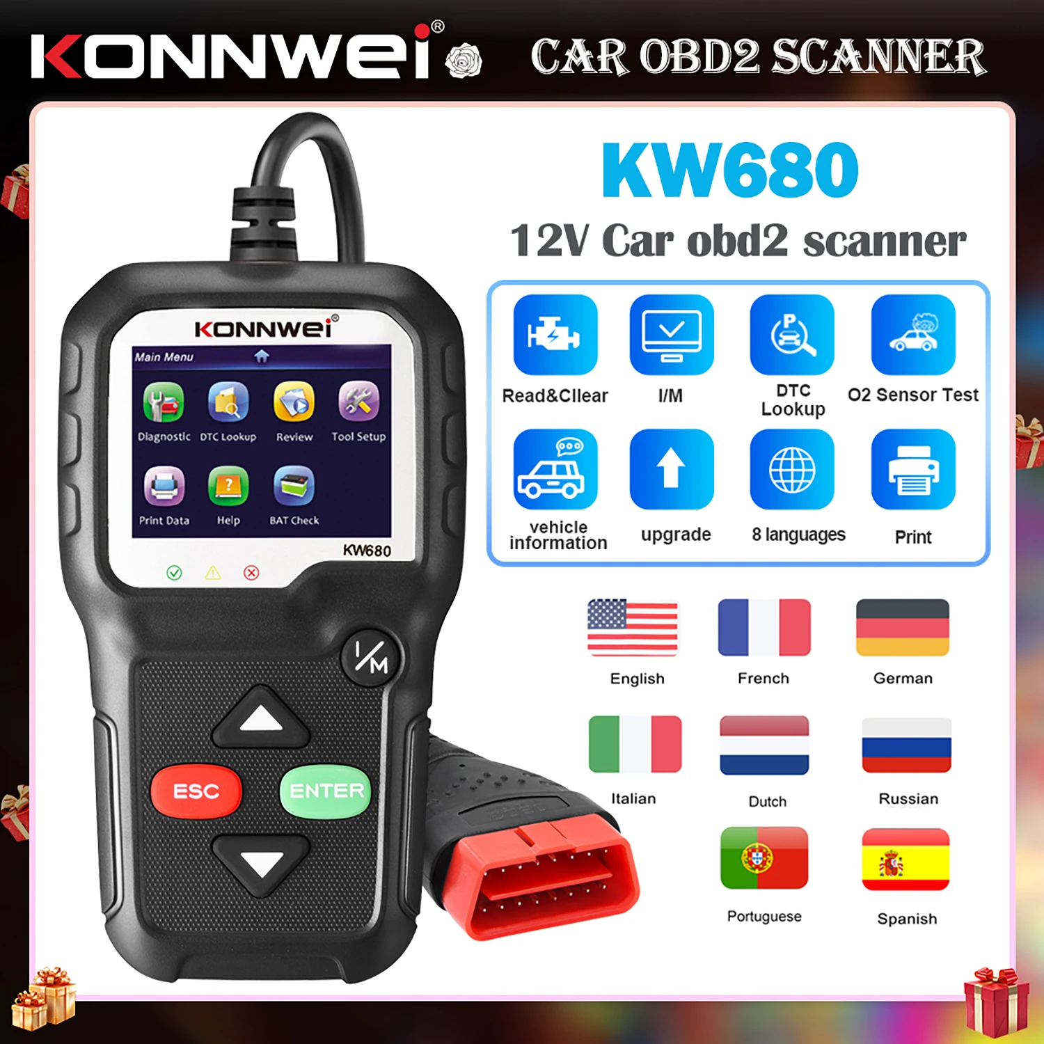 KONNWEI KW680 12V Auto Diagnostic Tool OBD2 Code Reader I/M Readiness Battery Voltage Test Car Engine Fault Scanner
KONNWEI KW680 12V Auto Diagnostic Tool OBD2 Code Reader I/M Readiness Battery Voltage Test Car Engine Fault Scanner