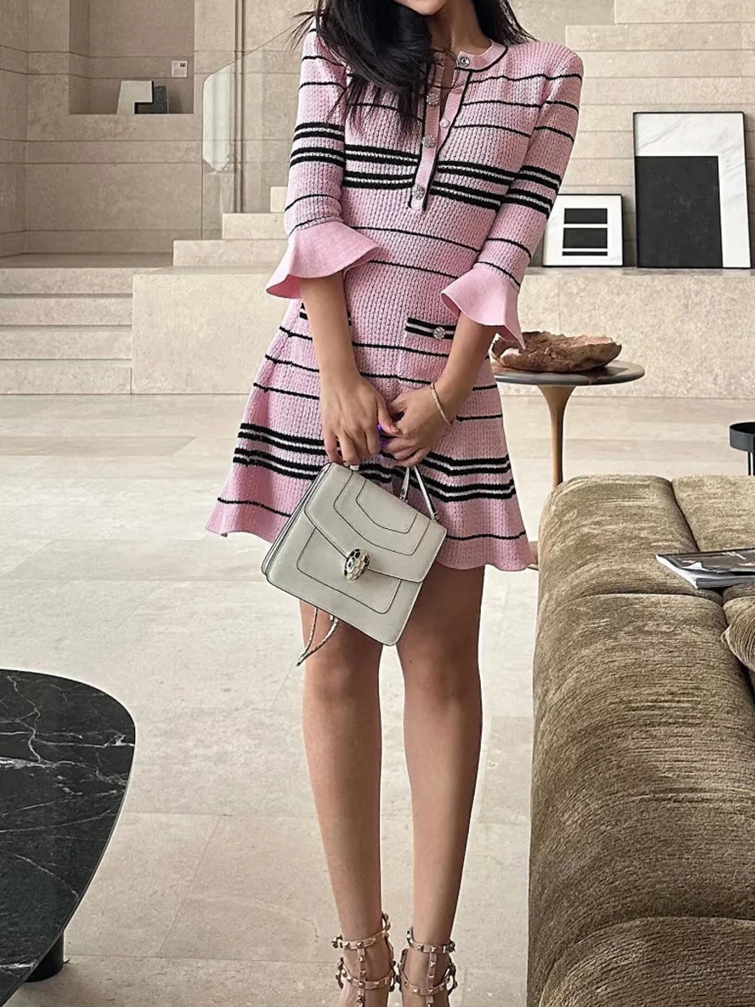 Knitted Dr Women's Slim Fit High Waist A-Line Skirt ort Dr Spring Summer Striped Seven-Quarter Bell Sve
Knitted Dr Women's Slim Fit High Waist A-Line Skirt ort Dr Spring Summer Striped Seven-Quarter Bell Sve