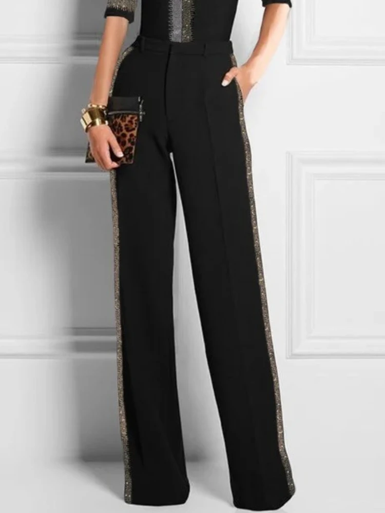 Beautyblue Women's Wide Pants Contrast Sequin Trousers 2025 New High Waisted Loose Pockets Fashion Casual Loose Female Bottom
Beautyblue Women's Wide Pants Contrast Sequin Trousers 2025 New High Waisted Loose Pockets Fashion Casual Loose Female Bottom