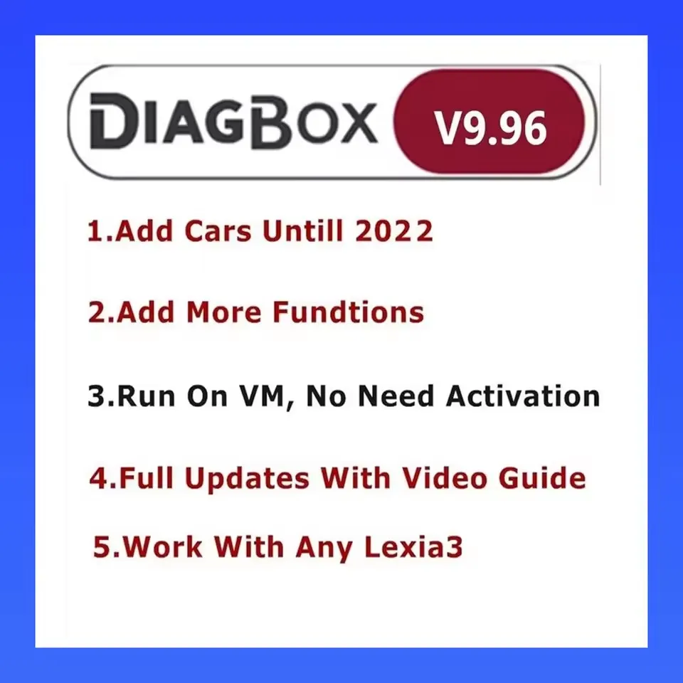 Diagnostic Diagbox V9.96 Tool Full Auto Car Repair Update For Lexia3 91 PP2000 Lexia-3 Diagbox Citroen Peugeot Till 02/2022 
Diagnostic Diagbox V9.96 Tool Full Auto Car Repair Update For Lexia3 91 PP2000 Lexia-3 Diagbox Citroen Peugeot Till 02/2022