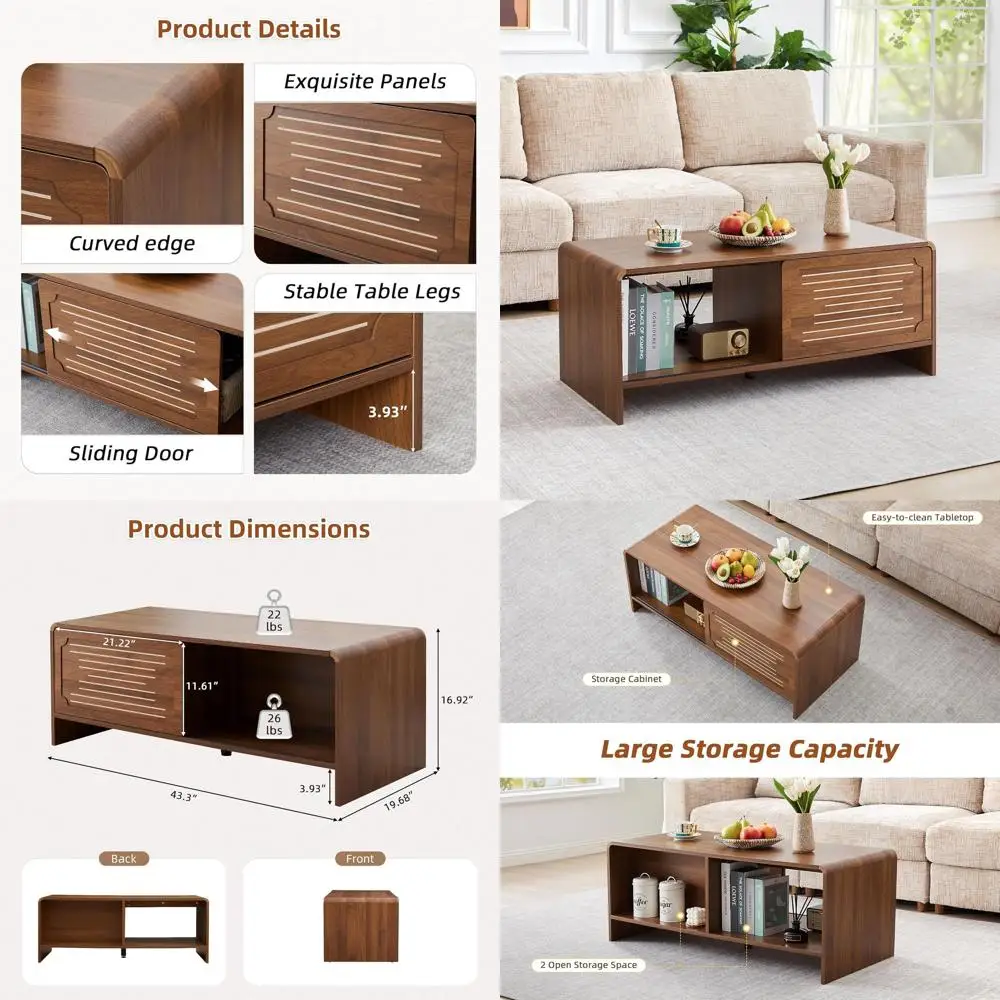 Two-Tier Coffee Table with Sliding Door, Sturdy Wooden Design for Living Room, Office, and Small Spaces
Two-Tier Coffee Table with Sliding Door, Sturdy Wooden Design for Living Room, Office, and Small Spaces