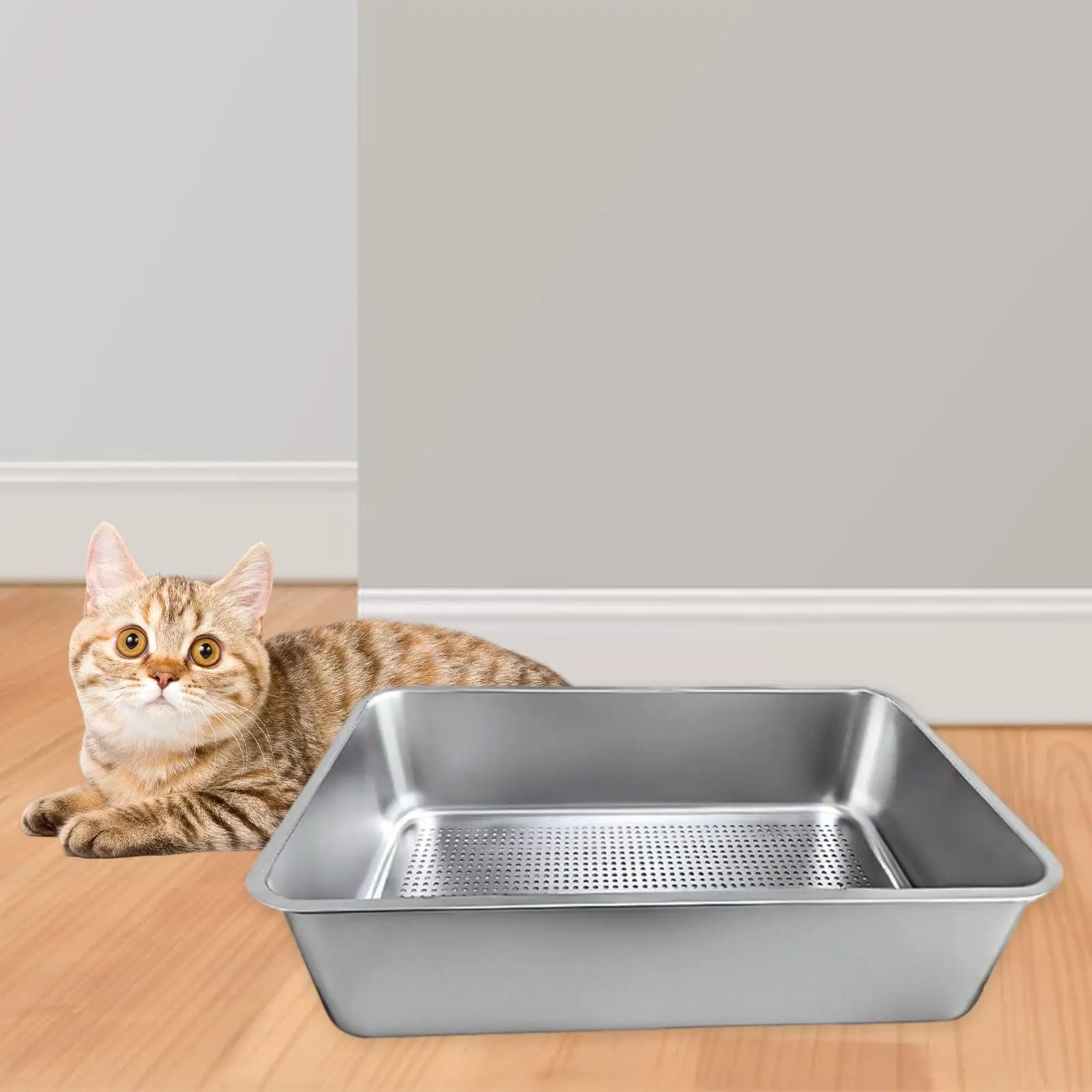 Cat Litter Sifter Pan Stainless Steel Large Capacity High Sided Sandbox Anti Splashing Sturdy Cat Toilet Sand Basin Litter Pan
Cat Litter Sifter Pan Stainless Steel Large Capacity High Sided Sandbox Anti Splashing Sturdy Cat Toilet Sand Basin Litter Pan