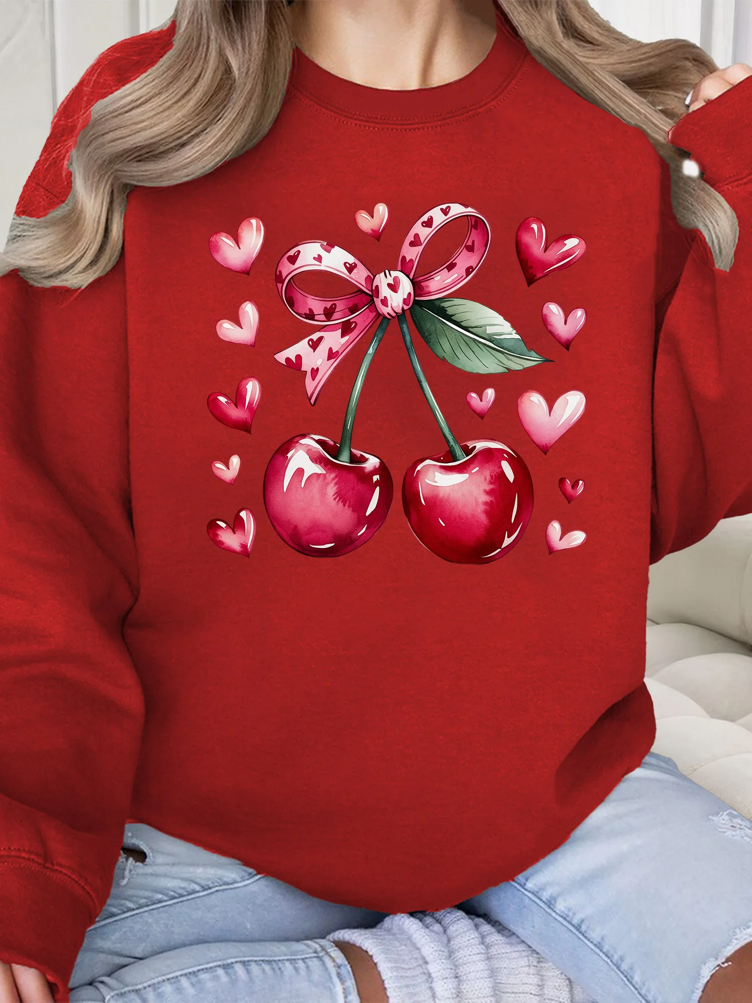 Женская толстовка с круглым вырезом Cherry and Heart, повседневный пуловер с длинными рукавами, свободный крой, для повседневной носки
Женская толстовка с круглым вырезом Cherry and Heart, повседневный пуловер с длинными рукавами, свободный крой, для повседневной носки