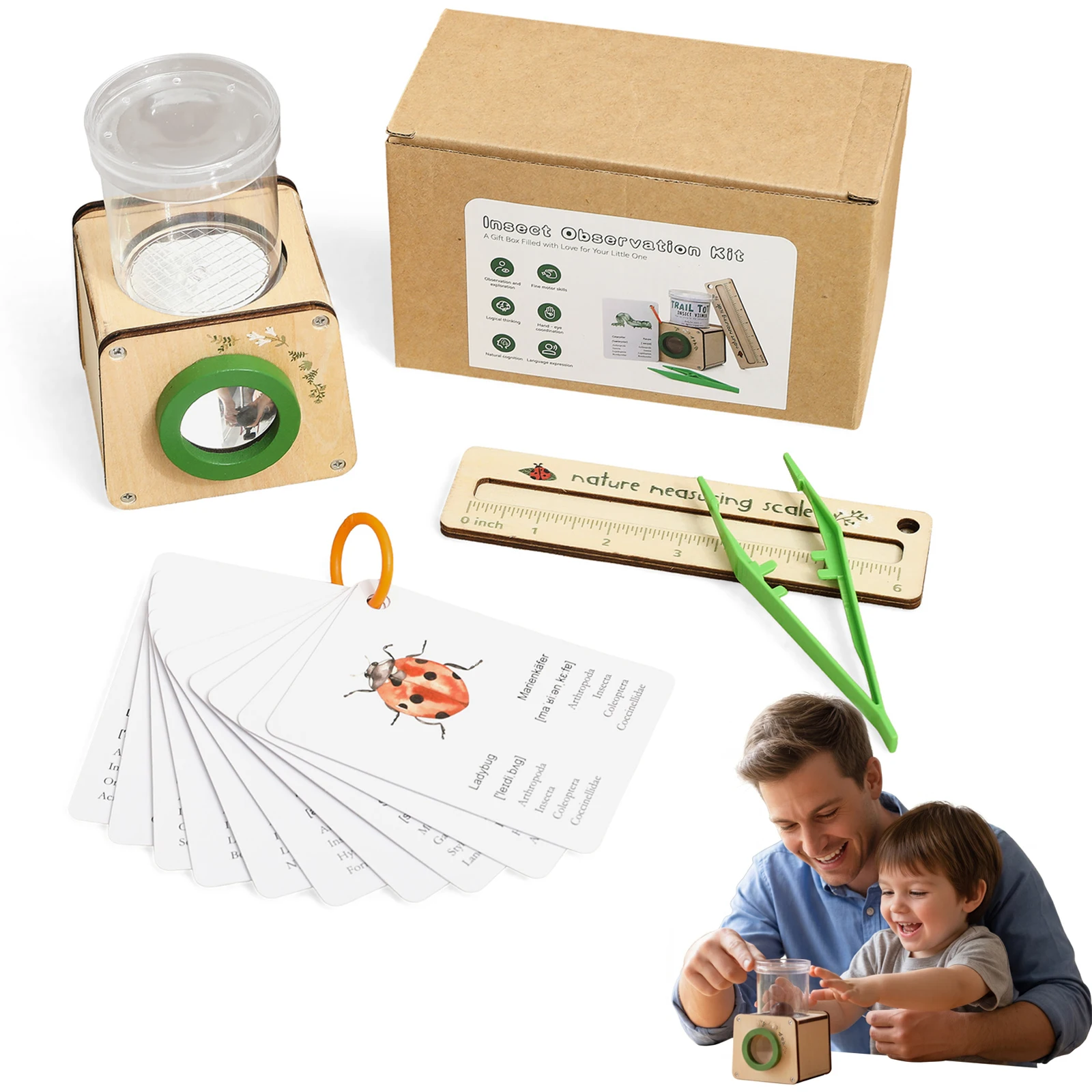 360 Tri View Bug Viewer Kit Magnifying Glass Wooden Base Insect Observation Cup Ruler Outdoor STEM Exploration Toys for Kids
360 Tri View Bug Viewer Kit Magnifying Glass Wooden Base Insect Observation Cup Ruler Outdoor STEM Exploration Toys for Kids