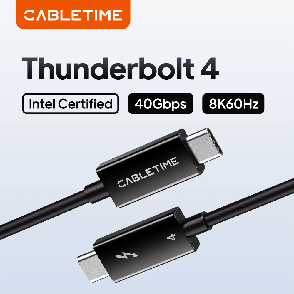 Кабель CABLETIME Thunderbolt 4, кабель USB C, PD100W, Type C, 8K, 60 Гц, 40 Гбит/с, совместимый с USB4, для MacBook, ноутбуков Dell, Intel, кабель USB C
Кабель CABLETIME Thunderbolt 4, кабель USB C, PD100W, Type C, 8K, 60 Гц, 40 Гбит/с, совместимый с USB4, для MacBook, ноутбуков Dell, Intel, кабель USB C