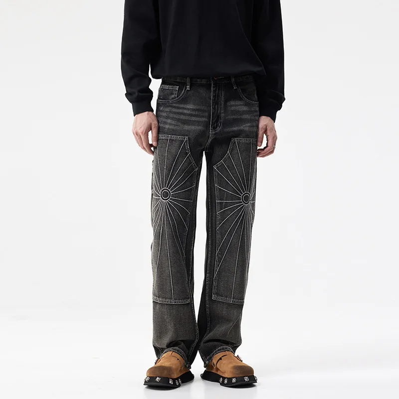 2024 New Fashionable Men's Loose Straight Jeans Men's Retro Personalized Design Autumn Street Wide-Leg Y2K Trousers
2024 New Fashionable Men's Loose Straight Jeans Men's Retro Personalized Design Autumn Street Wide-Leg Y2K Trousers