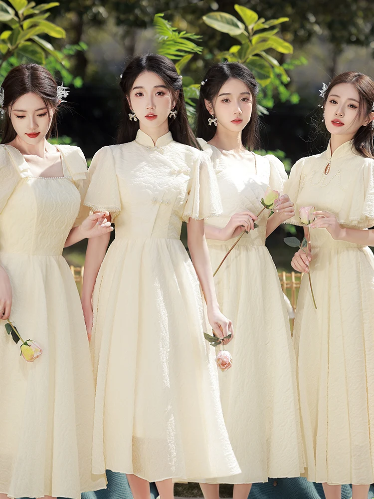 Bridesmaid Dres Women's Spring Autumn New Champagne Color Small Size Sister up Evening Gown Skirt High End Performance ...
Bridesmaid Dres Women's Spring Autumn New Champagne Color Small Size Sister up Evening Gown Skirt High End Performance ...