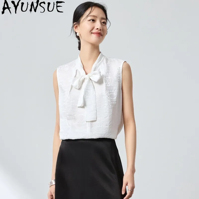AYUNSUE 19mm Silk Satin Crepe Women's Tanks Lace-up Sleeveless Tops for Woman Fashion Commuting Tanks Top Woman Clothes Одежда
AYUNSUE 19mm Silk Satin Crepe Women's Tanks Lace-up Sleeveless Tops for Woman Fashion Commuting Tanks Top Woman Clothes Одежда