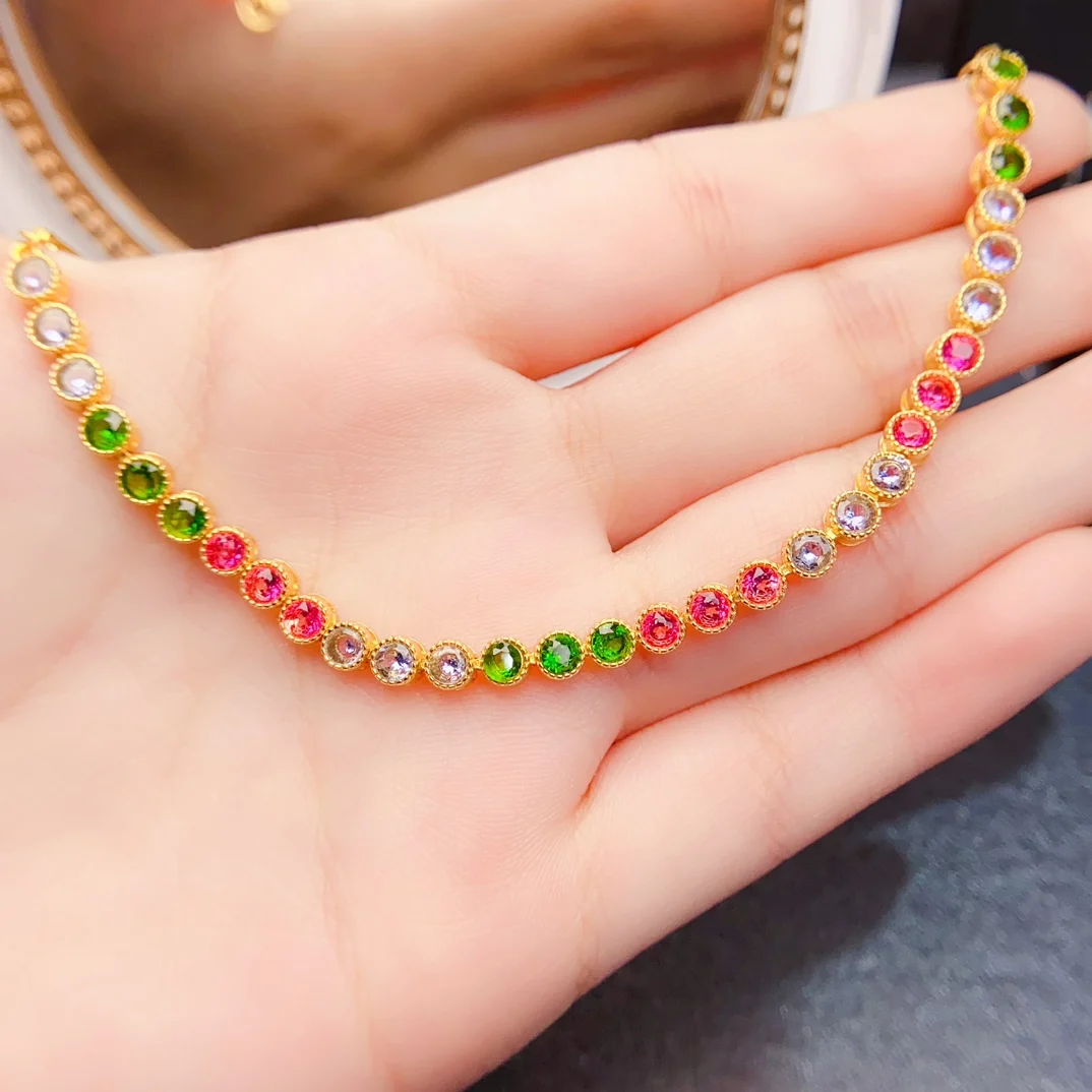 FS 3mm Natural Colored Gemstones Simple Bracelet S925 Sterling Silver for Women Fine Charm Weddings Jewelry MeiBaPJ Certificate
FS 3mm Natural Colored Gemstones Simple Bracelet S925 Sterling Silver for Women Fine Charm Weddings Jewelry MeiBaPJ Certificate