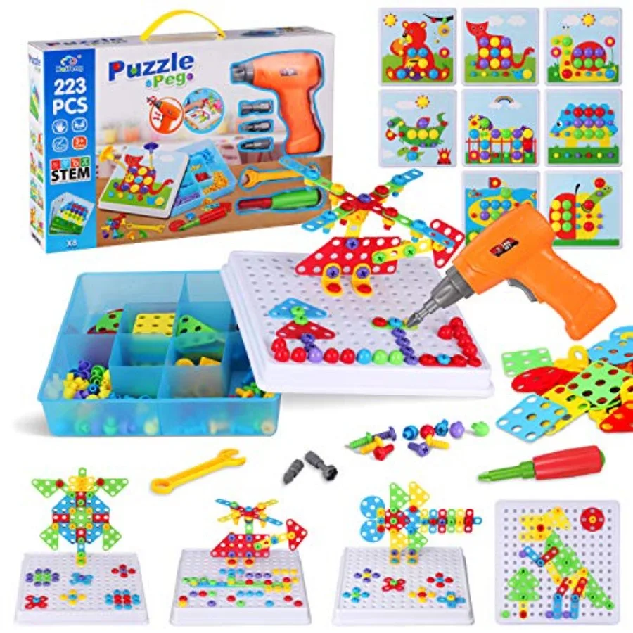 Creative Mosaic Tool Kit with Electric Drill, 223PCS STEM Drill Set 3D Building Blocks for,Montori Educational Construction Toy
Creative Mosaic Tool Kit with Electric Drill, 223PCS STEM Drill Set 3D Building Blocks for,Montori Educational Construction Toy