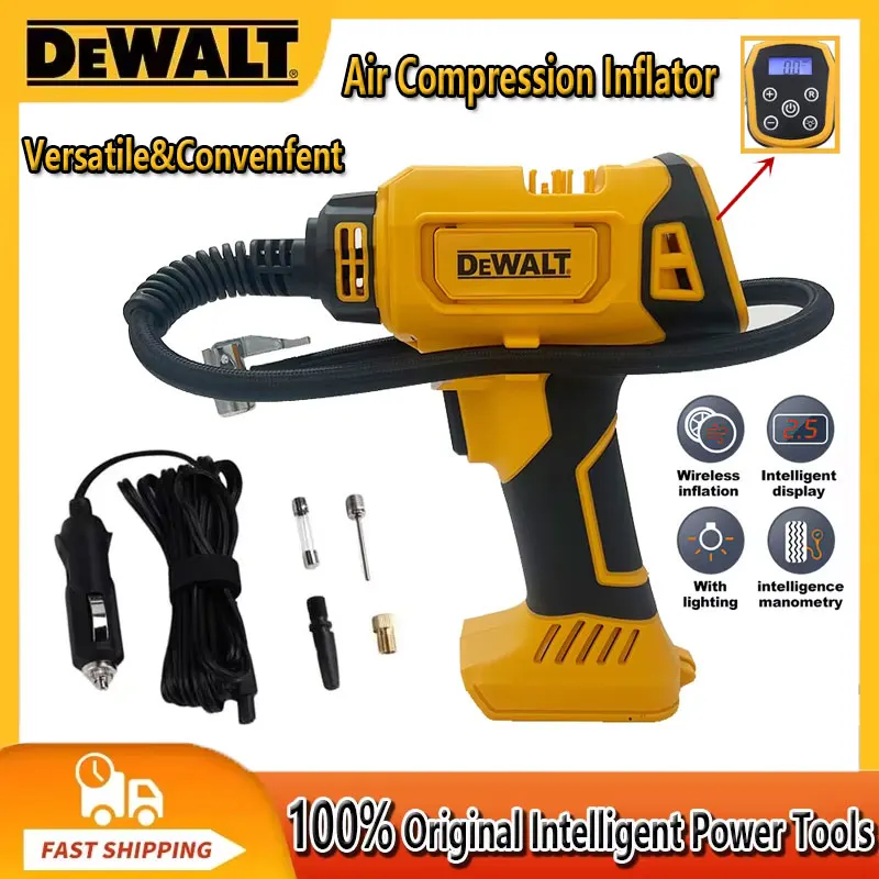 DEWALT Battery Air Compressor Automatic Tire Inflator Cordless Electric Pump with Digital Pressure Gauge for Car Bike
DEWALT Battery Air Compressor Automatic Tire Inflator Cordless Electric Pump with Digital Pressure Gauge for Car Bike