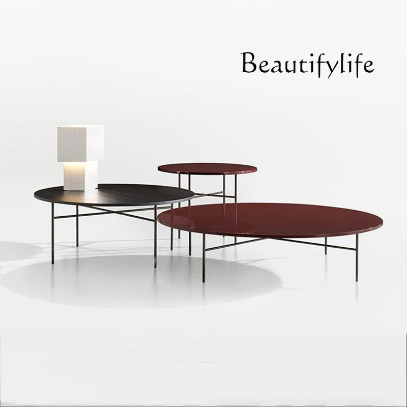 Italian minimalist coffee table living room household high-end small apartment round wooden surface modern simple sofa table
Italian minimalist coffee table living room household high-end small apartment round wooden surface modern simple sofa table