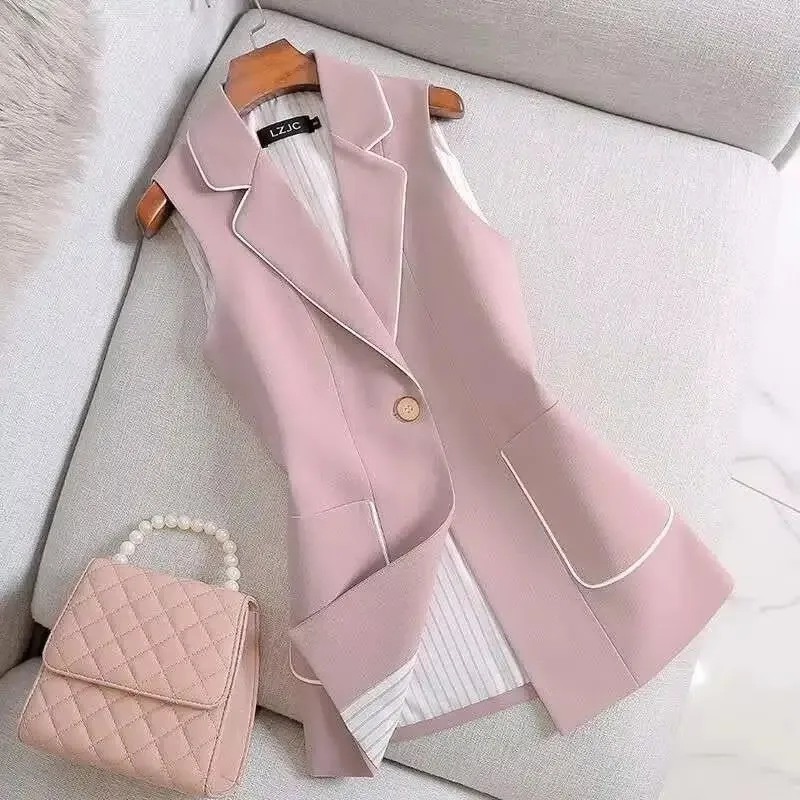 Women Vest Spring Autumn Lady Waistcoats Suit Collar Fashion Occupation Ladies Sleeveless Jacket Loose Sleeveless coat
Women Vest Spring Autumn Lady Waistcoats Suit Collar Fashion Occupation Ladies Sleeveless Jacket Loose Sleeveless coat