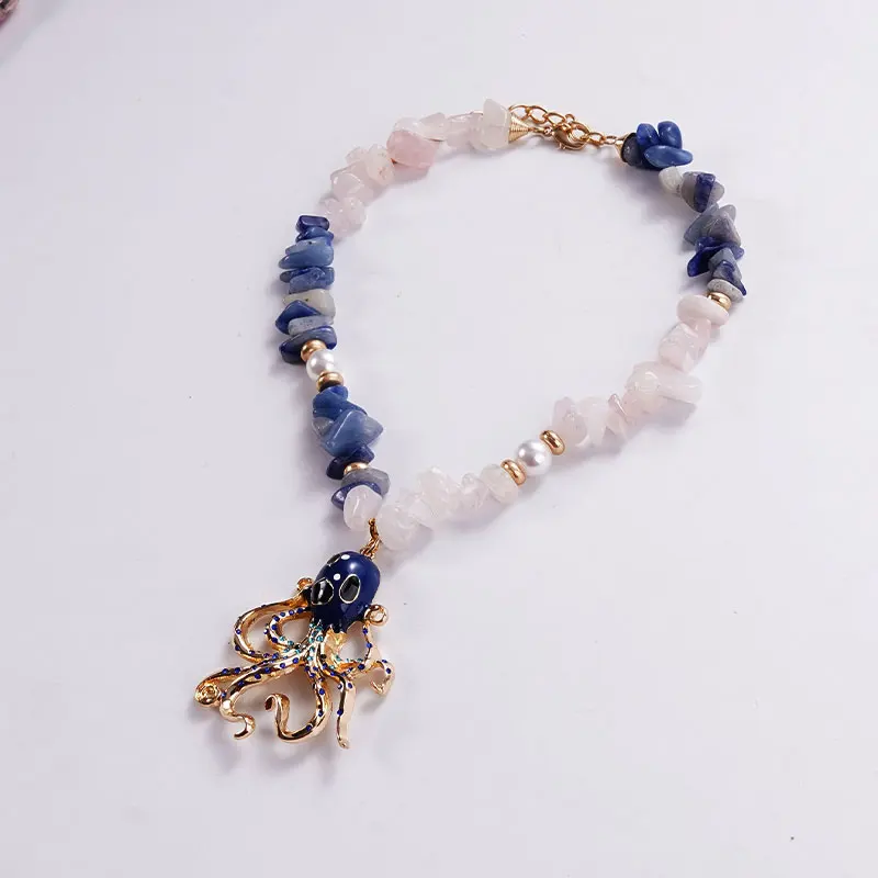 Women's Trendy Octopus Pendant Necklace with Adjustable Chain Natural Colored Stone Sea Creature Accessory Fashion Jewelry
Women's Trendy Octopus Pendant Necklace with Adjustable Chain Natural Colored Stone Sea Creature Accessory Fashion Jewelry