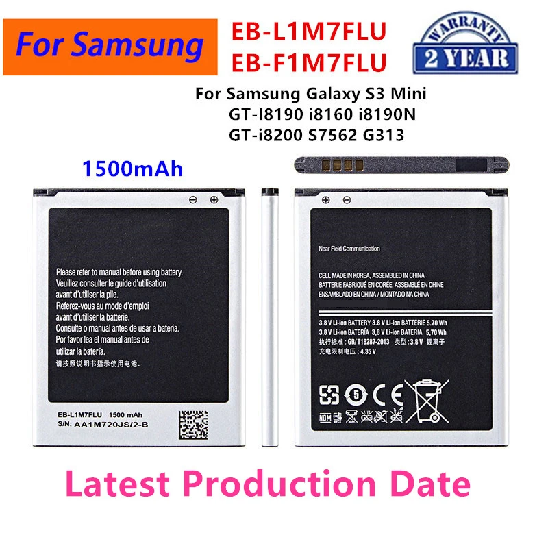 Brand New EB-L1M7FLU EB-F1M7FLU 1500mAh Battery For Samsung Galaxy S3 Mini GT-I8190 i8160 I8190N GT-i8200 S7562 G313 WO
Brand New EB-L1M7FLU EB-F1M7FLU 1500mAh Battery For Samsung Galaxy S3 Mini GT-I8190 i8160 I8190N GT-i8200 S7562 G313 WO