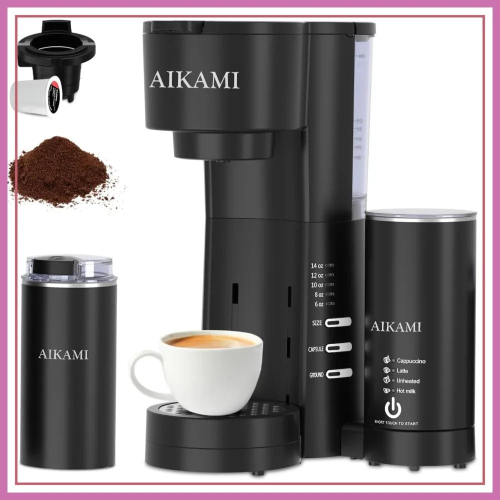 4 in 1 Single Serve Coffee Maker with Grinder & Frother, K-Cup & Ground, 30oz Tank, 6-14oz Brew
4 in 1 Single Serve Coffee Maker with Grinder & Frother, K-Cup & Ground, 30oz Tank, 6-14oz Brew