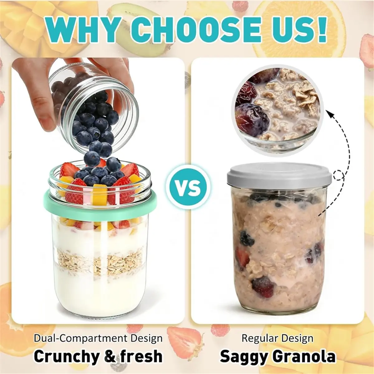 Light Weight 4 Pack Overnight Oats Containers with Lids and Spoons, 20 Oz (16+4) Overnight Oats Jars, for Oatmeal Salad Yogurt
Light Weight 4 Pack Overnight Oats Containers with Lids and Spoons, 20 Oz (16+4) Overnight Oats Jars, for Oatmeal Salad Yogurt