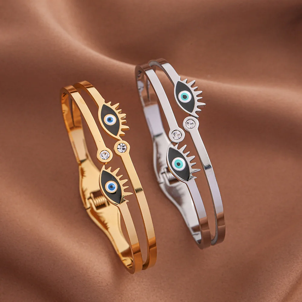 New Devil's Eye bracelets, fashionable stainless steel ladies bracelet jewelry, zircon inlaid, gifts for women
New Devil's Eye bracelets, fashionable stainless steel ladies bracelet jewelry, zircon inlaid, gifts for women