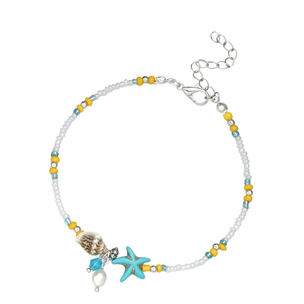 1pc Sea Star Anklet Durable Metal Foot Chain Adjustable Beach Travel Accessories Colorful Silver Shell Design Water Drop
1pc Sea Star Anklet Durable Metal Foot Chain Adjustable Beach Travel Accessories Colorful Silver Shell Design Water Drop
