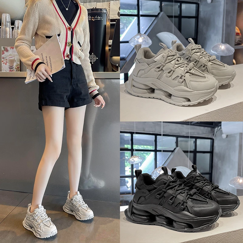 2022 Fashion Black Platform Women Sneakers Lace-up Breathable Dad Sports Shoes Outdoor Walking Tennis Female Vulcanized Shoes
2022 Fashion Black Platform Women Sneakers Lace-up Breathable Dad Sports Shoes Outdoor Walking Tennis Female Vulcanized Shoes