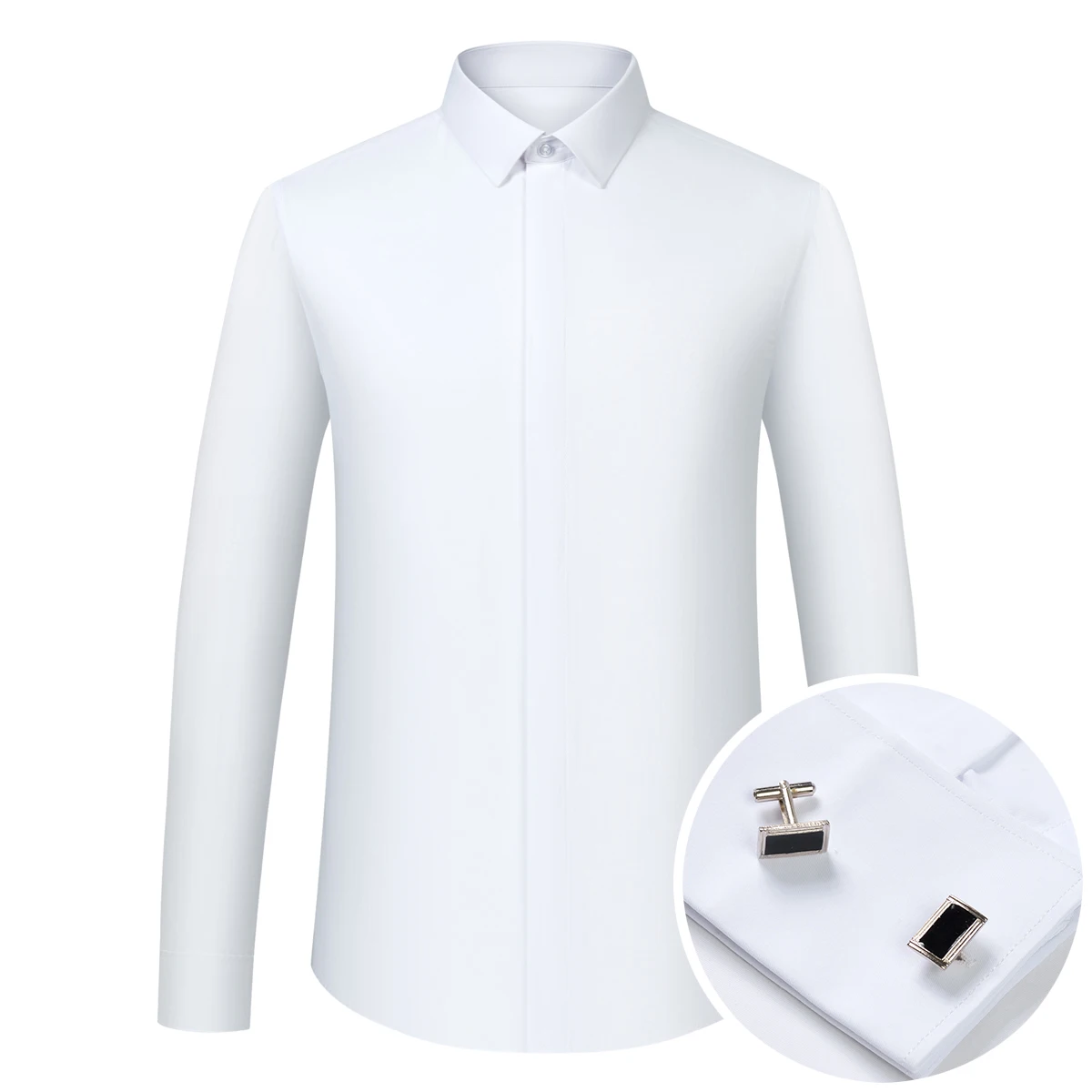 Men's Formal French Cuffs Dress Shirts Hidden Button Front Long Sleeve Tuxedo Shirt Random Metal Cufflinks
Men's Formal French Cuffs Dress Shirts Hidden Button Front Long Sleeve Tuxedo Shirt Random Metal Cufflinks