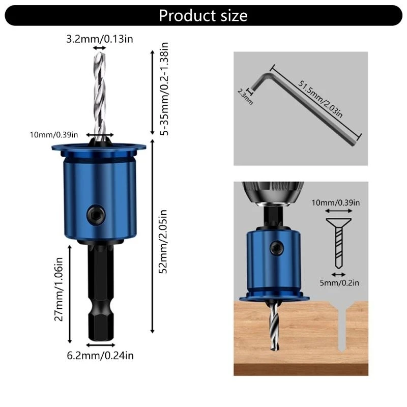 652F 8mm Shank Drills Bit Countersink Drills Router Bit Woodworking Tool With Hexagon Wrench Woodworking Tool
652F 8mm Shank Drills Bit Countersink Drills Router Bit Woodworking Tool With Hexagon Wrench Woodworking Tool