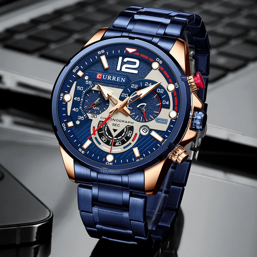 CURREN Top Brand Chronograph Quartz Watch for Man Stainless Steel Strap Luminous Hands Sport Wristwatch Fashion Military Clock
CURREN Top Brand Chronograph Quartz Watch for Man Stainless Steel Strap Luminous Hands Sport Wristwatch Fashion Military Clock