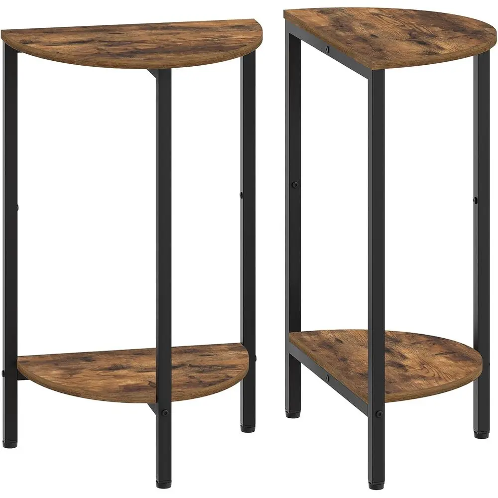 Rustic Brown 2-Piece Round End Table Set with Open Shelves for Entryway or Living Room
Rustic Brown 2-Piece Round End Table Set with Open Shelves for Entryway or Living Room