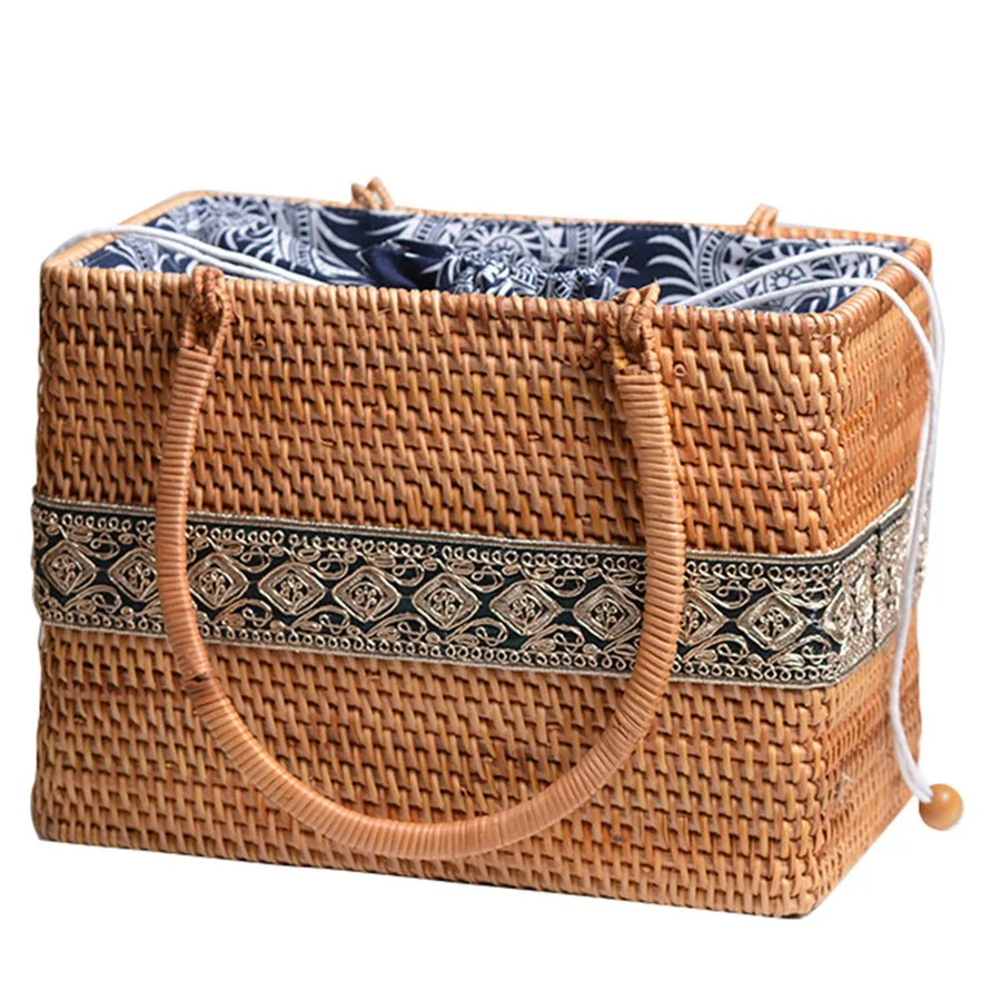Women Vintage Straw Bag Female Handmade Weave Handbag Bohemian Ladies Rattan Basket Travel Summer Beach Drawstring Tote
Women Vintage Straw Bag Female Handmade Weave Handbag Bohemian Ladies Rattan Basket Travel Summer Beach Drawstring Tote