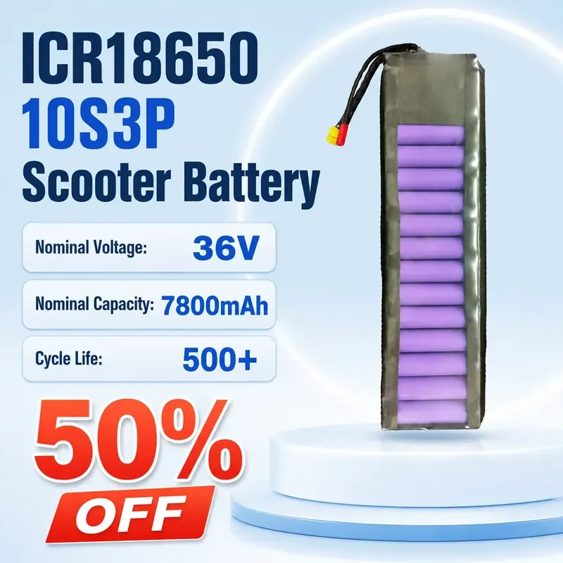 For ICR18650 36V 7.8Ah 10S3P Lithium Battery Pack for Electric Scooter
For ICR18650 36V 7.8Ah 10S3P Lithium Battery Pack for Electric Scooter