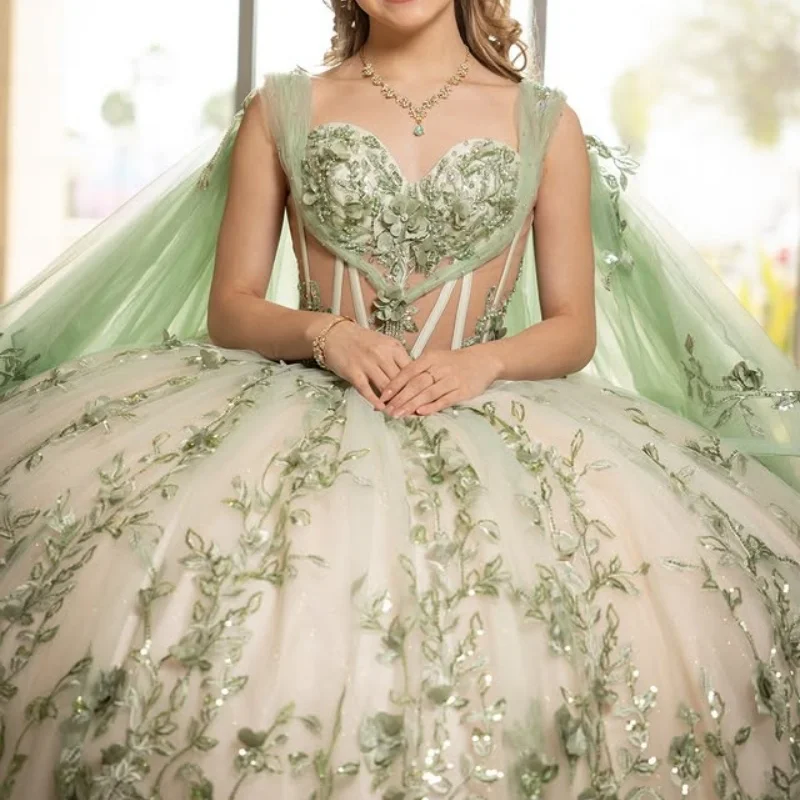 Customized Mint Green Off Shoulder Quinceanera Dress Lace applique 3D flower layering vestidos de 15 Quinceanera
Customized Mint Green Off Shoulder Quinceanera Dress Lace applique 3D flower layering vestidos de 15 Quinceanera