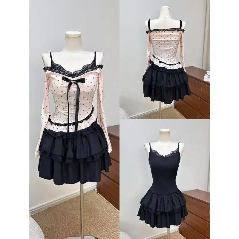 Женский эстетический модный комплект из 2 предметов, короткие топы в горошек для девочек, мини-платье без рукавов с высокой талией Y2k, корейский стиль
Женский эстетический модный комплект из 2 предметов, короткие топы в горошек для девочек, мини-платье без рукавов с высокой талией Y2k, корейский стиль