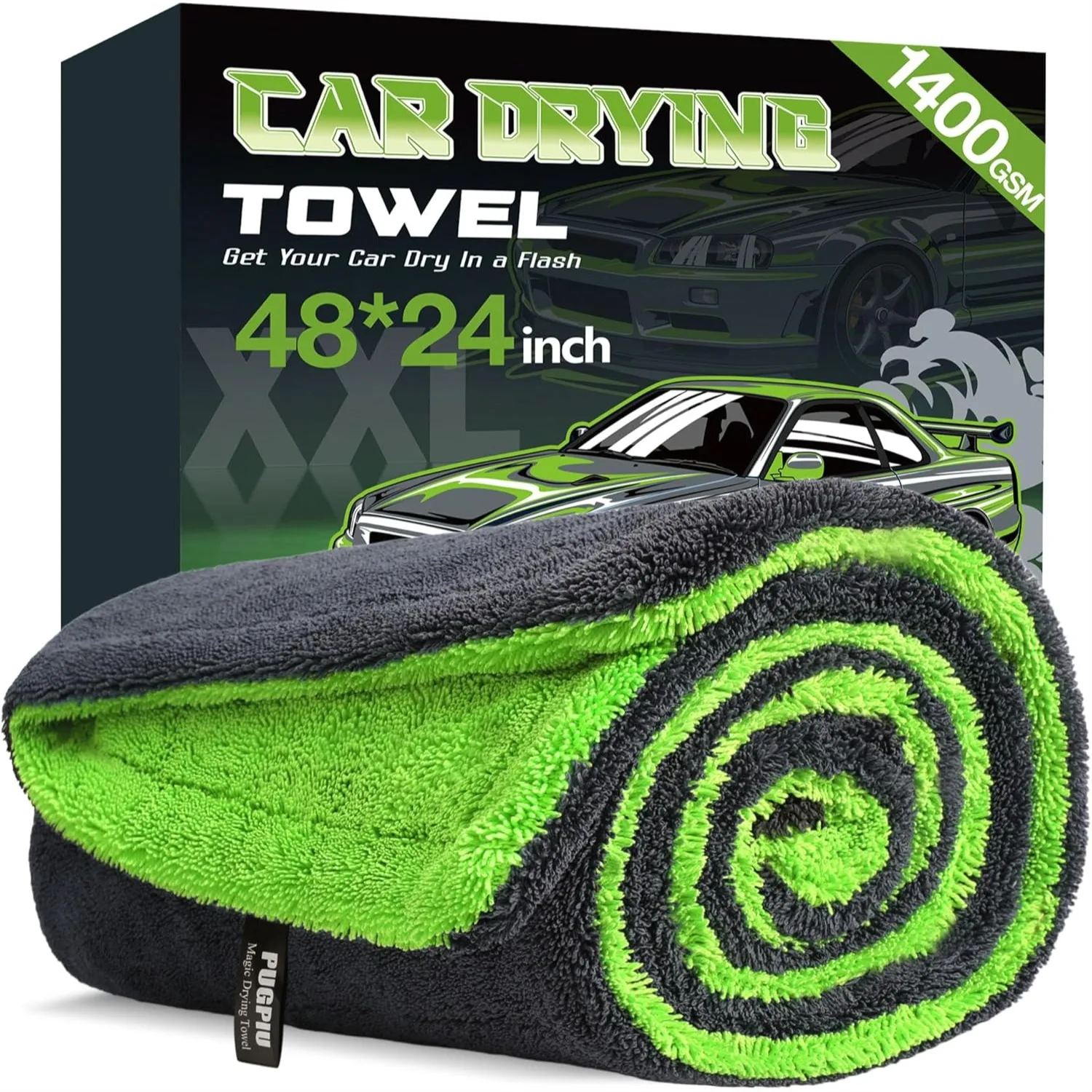 Extra Large Microfiber Car Drying Towel 48x24 Inches, 1400 GSM Super Absorbent Edgeless with Twisted-Loop for No Streaks Drying
Extra Large Microfiber Car Drying Towel 48x24 Inches, 1400 GSM Super Absorbent Edgeless with Twisted-Loop for No Streaks Drying