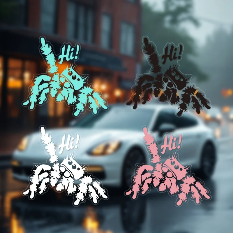 1pc Cute Jumping Spider "Hi!" Vinyl Sticker, Decal for Car Rear Window Laptop Mirror Decor
1pc Cute Jumping Spider "Hi!" Vinyl Sticker, Decal for Car Rear Window Laptop Mirror Decor