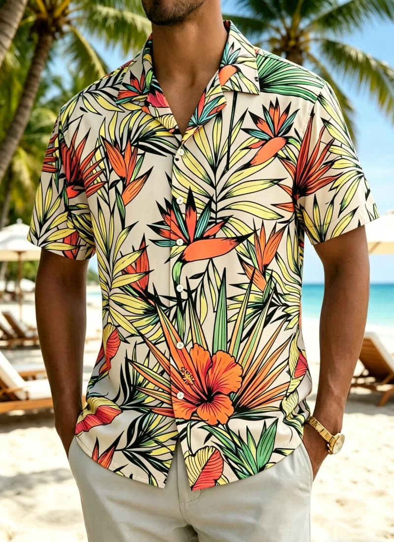 Men's Tropical Floral and Bird Print Shirt,suitable for Summer Beach, Casual Wear, Pool Parties & Holiday Trips
Men's Tropical Floral and Bird Print Shirt,suitable for Summer Beach, Casual Wear, Pool Parties & Holiday Trips
