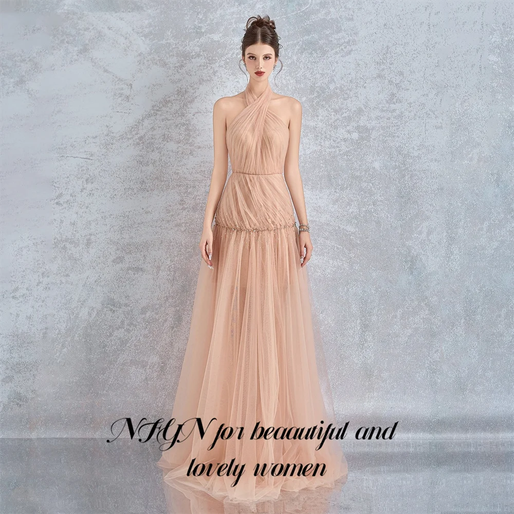 NFYN Halter Neck Prom Dress with Beaded Waist Celebrity Dress Beach Sleeveless Women's Evening Dress Tulle Party Gown Customized
NFYN Halter Neck Prom Dress with Beaded Waist Celebrity Dress Beach Sleeveless Women's Evening Dress Tulle Party Gown Customized