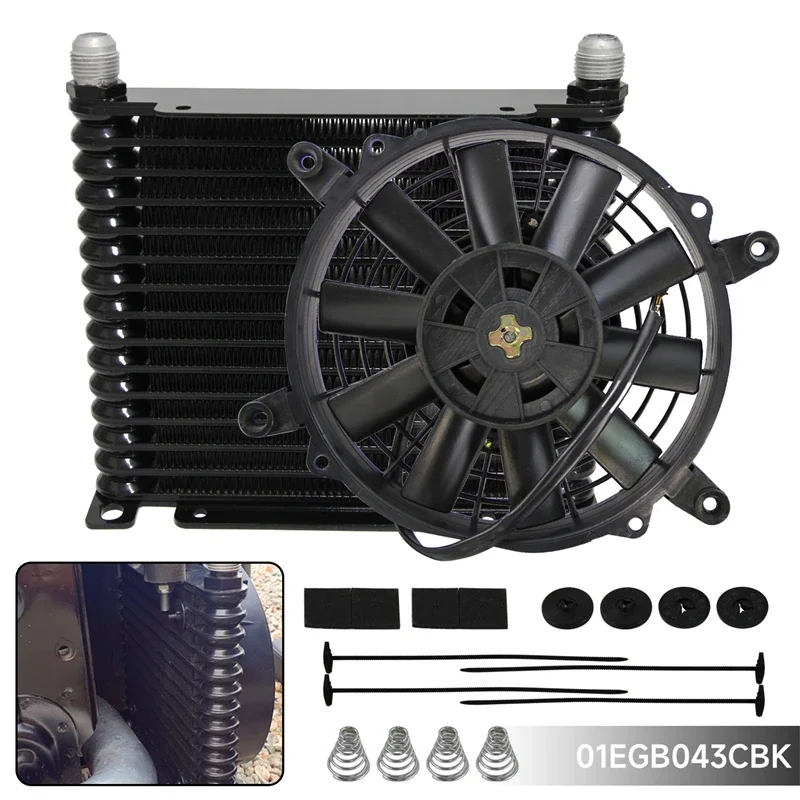 AN10 32mm Aluminum 15 Row Engine/Transmission Racing Oil Cooler +7" Electric Fan Kit Black
AN10 32mm Aluminum 15 Row Engine/Transmission Racing Oil Cooler +7" Electric Fan Kit Black