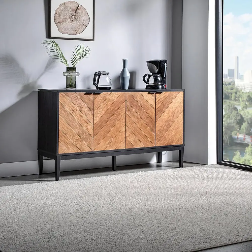 Black Kitchen Sideboard with 4 Doors and Adjustable Shelves for Storage
Black Kitchen Sideboard with 4 Doors and Adjustable Shelves for Storage