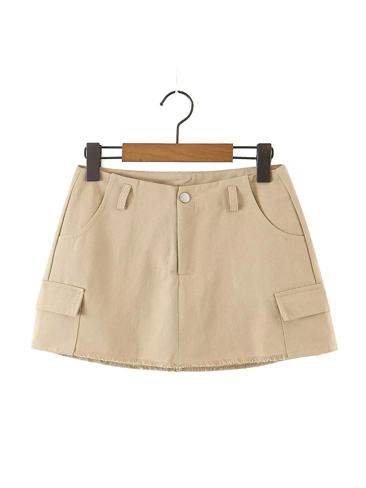 YENKYE Safari Style Low Waist Mini Cargo Skirt Summer Women Side Double Pockets Hem Burring Tassel Cotton Skirts
YENKYE Safari Style Low Waist Mini Cargo Skirt Summer Women Side Double Pockets Hem Burring Tassel Cotton Skirts
