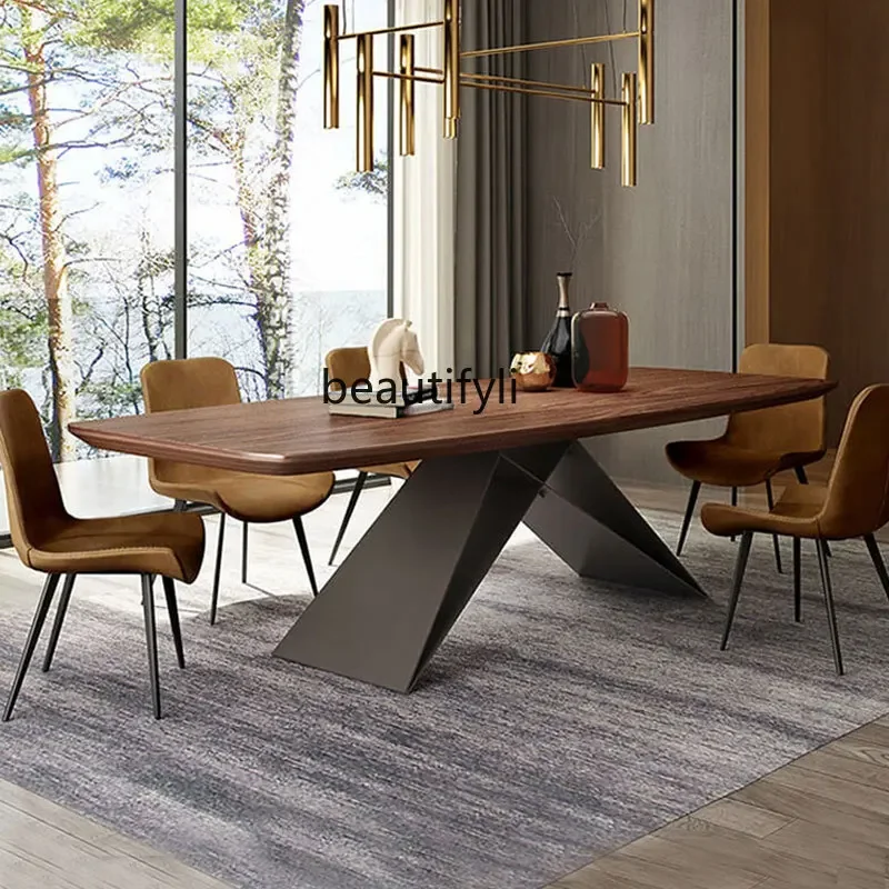 Nordic dining table rectangular creative dining table walnut designer industrial style furniture
Nordic dining table rectangular creative dining table walnut designer industrial style furniture