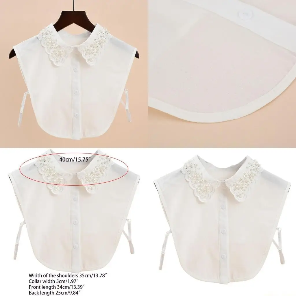 31BF Женская белая рубашка с вышивкой Dickey и зубчатым воротником из искусственного жемчуга и бисером
31BF Женская белая рубашка с вышивкой Dickey и зубчатым воротником из искусственного жемчуга и бисером