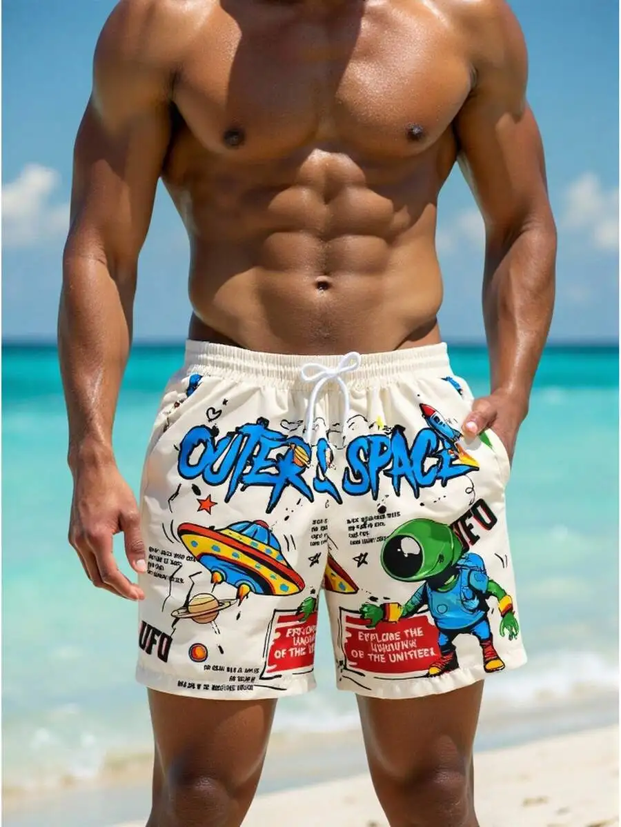 Mens Cartoon Print Beach Shorts Summer Outdoor Swim Trunks Outer Space Alien UFO Design
Mens Cartoon Print Beach Shorts Summer Outdoor Swim Trunks Outer Space Alien UFO Design