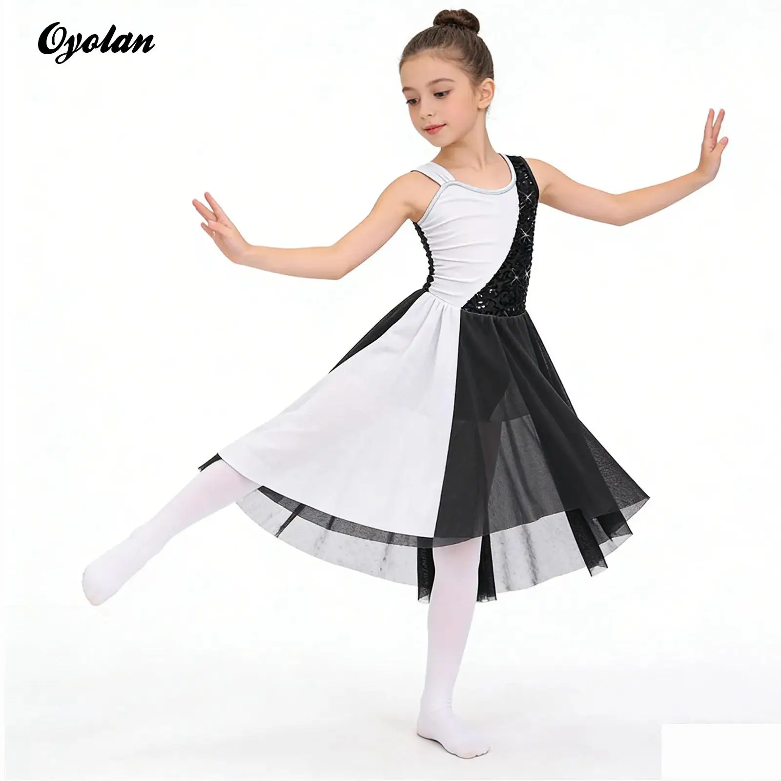 Kids Girls Sequined Ballet Contemporary Dance Dress Lyrical Performance Costume Shiny Sequins Decorated Irregular Hem Dress
Kids Girls Sequined Ballet Contemporary Dance Dress Lyrical Performance Costume Shiny Sequins Decorated Irregular Hem Dress