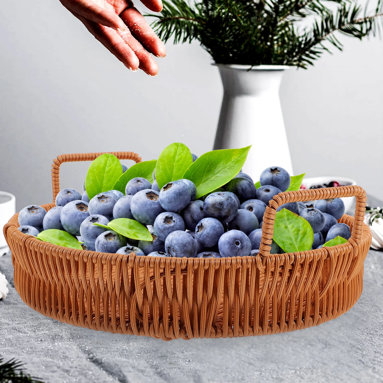 Woven Storage Basket Rustic Imitation Rattan Fruits Holder Kitchen Bread Snacks Organizer Home Restaurant Decorative Container
Woven Storage Basket Rustic Imitation Rattan Fruits Holder Kitchen Bread Snacks Organizer Home Restaurant Decorative Container