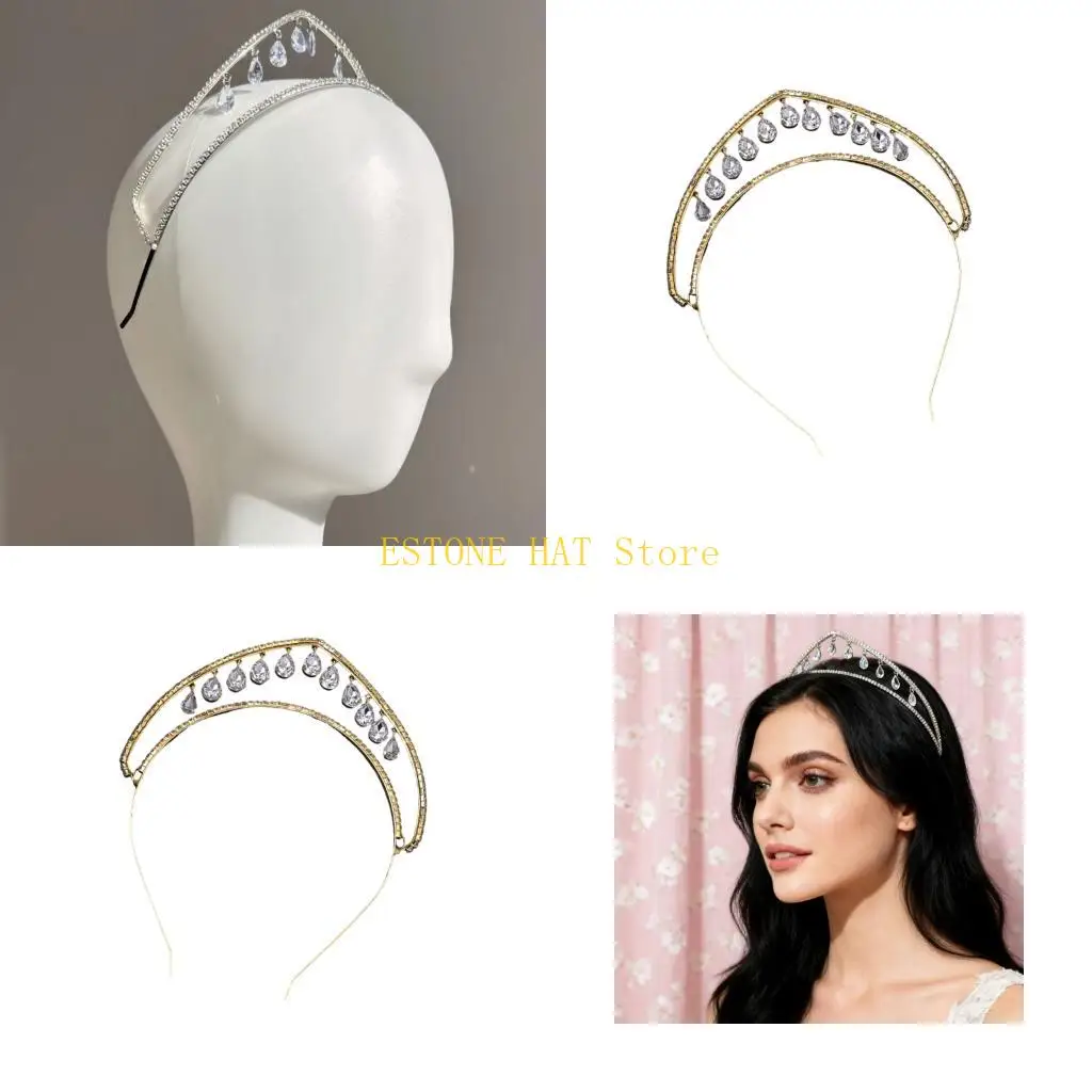 49MF Fashion Rhinestones Crownpiece Glittering Hairhoop for Women Girl Comfortable Tiaras Hairbnad for Special Occasion
49MF Fashion Rhinestones Crownpiece Glittering Hairhoop for Women Girl Comfortable Tiaras Hairbnad for Special Occasion