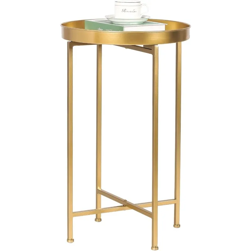 25.6" Gold Round End Table Folding Metal Side Table Small Coffee Table Nightstand with Removable Tray
25.6" Gold Round End Table Folding Metal Side Table Small Coffee Table Nightstand with Removable Tray