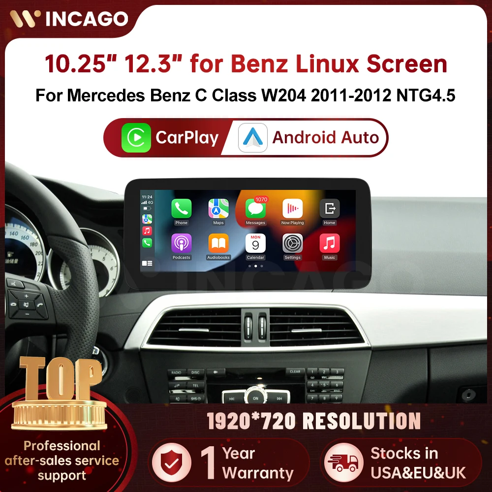 Wincago Wireless CarPlay Android Auto Мультимедийный дисплей Linux Сенсорный экран для Mercedes-Benz C Class W204 2011-2012 NTG4.5
Wincago Wireless CarPlay Android Auto Мультимедийный дисплей Linux Сенсорный экран для Mercedes-Benz C Class W204 2011-2012 NTG4.5
