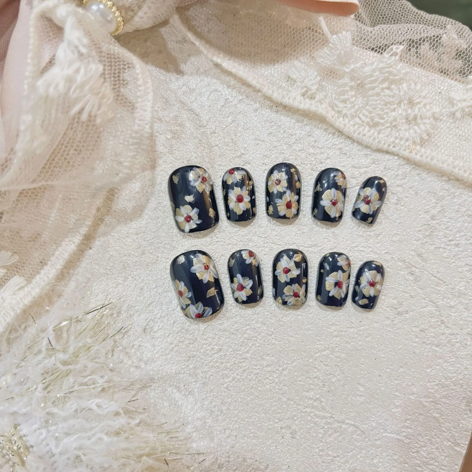 10pcs Handmade Press on Nails Jx Lao Qianfeng Hand-Painted Flowers False Nail for Women&Girl Spring Removable Wearable Nail Art
10pcs Handmade Press on Nails Jx Lao Qianfeng Hand-Painted Flowers False Nail for Women&Girl Spring Removable Wearable Nail Art
