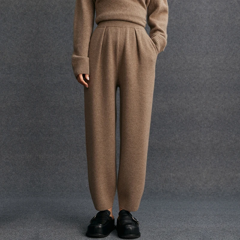 Women's 100% Cashmere Casual Solid Color Knitted Jogging Pants Elastic Waist Sports Pants with Pocket Thickened Warm
Women's 100% Cashmere Casual Solid Color Knitted Jogging Pants Elastic Waist Sports Pants with Pocket Thickened Warm